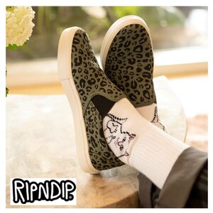 RIPNDIP リップンディップ■送料込■スリッポンスニーカー■黒 27cm■Spotted All Over Print Slip On Shoes■猫 ネコ スケボー ヒョウ柄