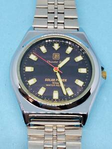 (A65)ソーラー時計(*'▽')シチズンソーラー・サンダーバード（クリーニング済）シルバーメンズ腕時計USED（送料全国一律185円)素敵な時計。