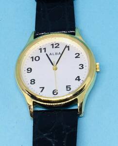 (A09)SEIKO(*'▽')セイコーアルバ・VJ21（電池交換済み）ゴールド・メンズ腕時計USED（送料全国一律185円）素敵な時計です。