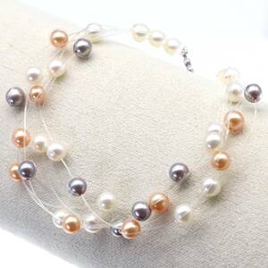  Tasaki Shinju bracele K18WG pearl wire 5 ream multicolor baby pearl pearl gray pink 