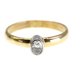 K18×pt900 diamond combination oval diamond 0.20ct ring ring 