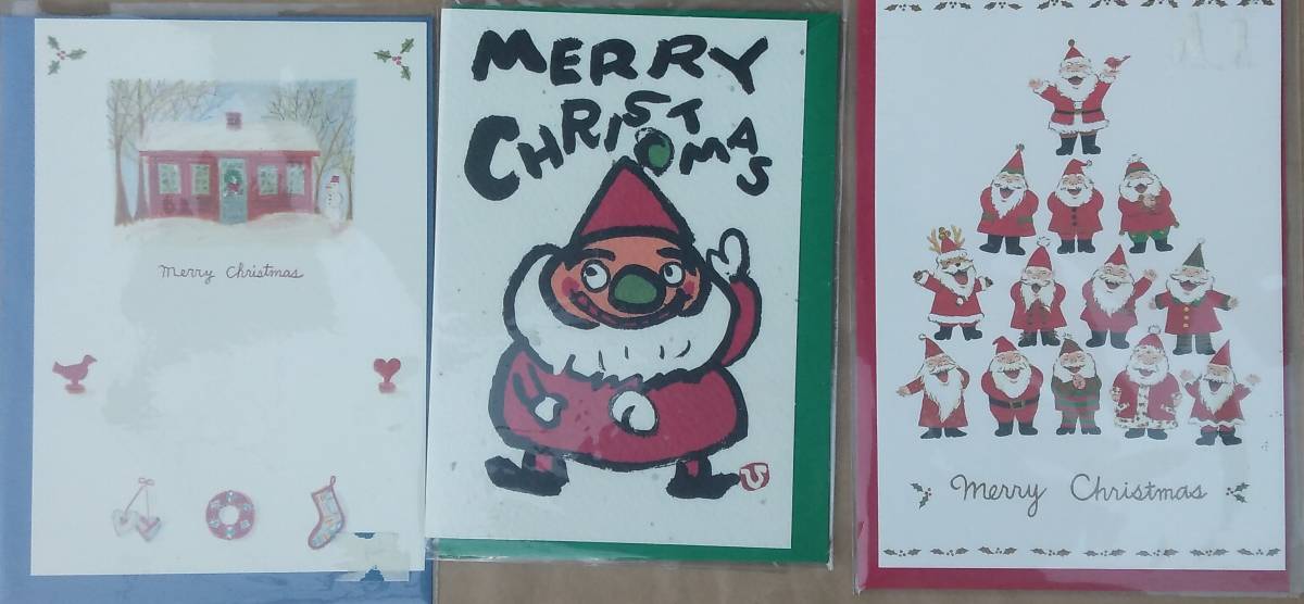 3 Christmas cards with envelopes, greeting cards, message cards, Printed materials, Postcard, Postcard, others