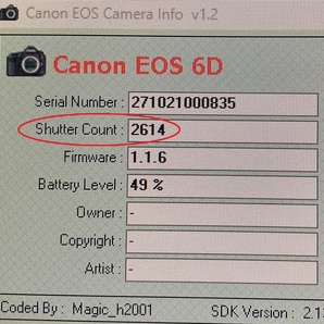 1円～ 【S数少】【たったの2614回】Canon EOS 6D ボディ 動作も写りもOKです。概ねキレイです。バッテリー、互換バッテリー、充電器付きの画像10