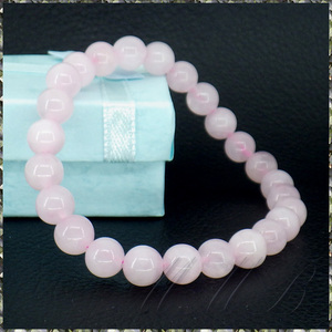 [BRACELET] Natural Rose Quartz ナチュラル パワーストーン φ7.7mm ローズ クォーツ 天然 紅水晶 伸縮ライン フリーサイズ ブレスレット