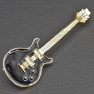 [BROOCH] Gibson Guitar ギブソン SG ギター スタイル ブラック ゴールド エレキギター デザイン 5.5センチ ブローチ 【送料無料】