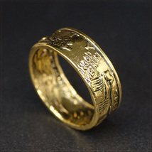 [RING] 1945年 WALKING LIBERTY HALF DOLLAR アンティーク ウォーキングリバティ ハーフダラー コイン デザイン ゴールド リング 17号_画像1