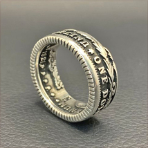 [RING] VINTAGE MORGAN SILVER DOLLAR アメリカ 1921年 モーガン ダラー 銀貨 1＄コイン デザイン 10mm シルバー リング 24号_画像10