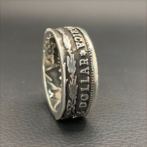 [RING] VINTAGE MORGAN SILVER DOLLAR アメリカ 1921年 モーガン ダラー 銀貨 1＄コイン デザイン 10mm シルバー リング 24号_画像3