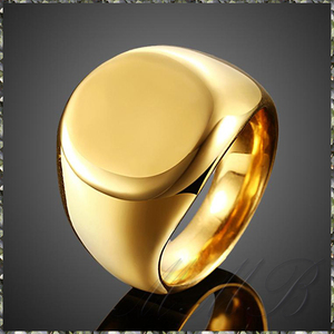 [RING] 18K Gold Filled 316L Stainless Steel Egg Round Smooth スムース エッグラウンド 20mm ワイド ゴールド リング 21号