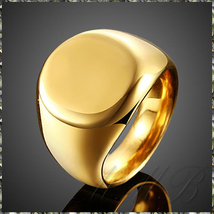 [RING] 18K Gold Filled 316L Stainless Steel Egg Round Smooth スムース エッグラウンド 20mm ワイド ゴールド リング 29号_画像1