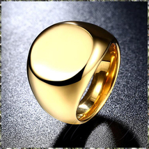 [RING] 18K Gold Filled 316L Stainless Steel Egg Round Smooth スムース エッグラウンド 20mm ワイド ゴールド リング 29号_画像2