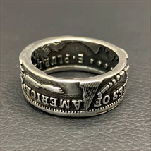 [RING] VINTAGE MORGAN SILVER DOLLAR アメリカ 1921年 モーガン ダラー 銀貨 1＄コイン デザイン 10mm シルバー リング 19号_画像8