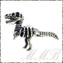 [BROOCH] Lapel Pin T Rex Skeleton スケルトン ティラノサウルス 恐竜 骨 化石 ハイ クオリティ プラチナ カラー 襟 PINS ピン ブローチ_画像1