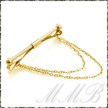 [Shirt Collar Clip] Gold Bar & Chain スタイリッシュ ダブルチェーン ゴールドバー Yシャツ カラー クリップ 襟留め えり押さえ 6cm ピン_画像2