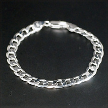 [BRACELET] 925 Sterling Silver Plated シャイニング ６面 喜平 チェーン シルバー ブレスレット 7.5x200mm (11g)_画像2