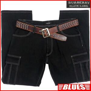 即決★BURBERRY BLACK LABE★W32位 カーゴパンツ 廃盤 バーバリーブラックレーベル メンズ 79 黒 三陽商会