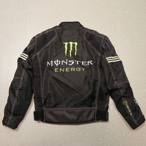 【中古 古着】Monster ENERGY モンスター エナジー ライダースジャケット M ★ CROSS-BORDER 黒 ブラック ★b