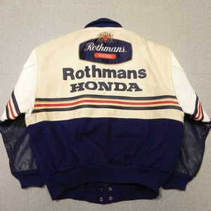 希少！★ ロスマンズ ホンダ Rothmans HONDA ★当時物 ジャケット M ★ 袖革 スタジャン型 ジャンパー ブルゾン 古着 ★h