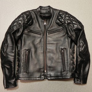 良品 K'S LEATHER KADOYA カドヤ EVO シングルライダース レザージャケット L パテッド 革ジャン 黒 ブラック 即決 ★h