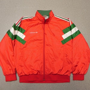 アディダス 80s 90s ヴィンテージ デサント製 ウインドブレーカー O 赤 レッド adidas 古着 昭和レトロ ジャンパー ブルゾン ★c