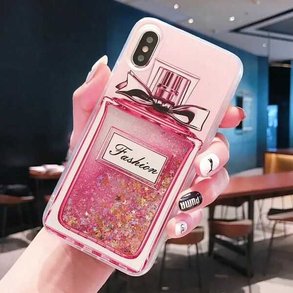 香水 パフューム キラキラ ラメ入り iPhone14 iPhone13 ケース シリコン カバー ピンク 新品 未使用