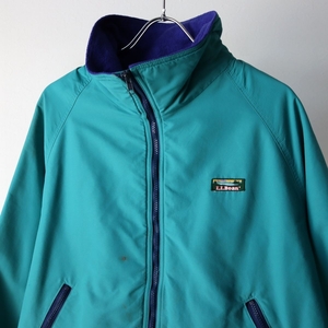 70s USA製 L.L.BEAN エルエルビーン 裏ボア グリーン ナイロンジャケット size XXL / 古着 ヴィンテージ 裏地フリース