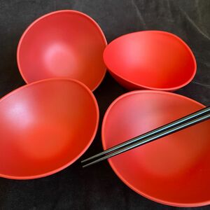 【未使用品】 漆器 椀　お椀　ボール　つや消し赤　ボウル 鉢 スープ 丼 小丼 食器