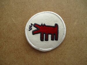 90s キースへリングKEITH HARINGパッチ ワッペン/ビンテージvintage吠える犬NYデッドストックDOG地下鉄PATCHストリートアートART S61