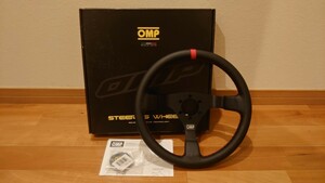 OMP WRC OD 1980 NR 350mm 350Φ 社外 ステアリング 70mm ディープ ブラックレザー レッドステッチ