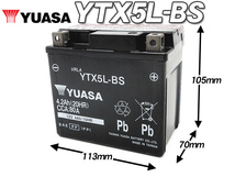 台湾ユアサバッテリー YUASA YTX5L-BS ◆互換 FTX5L-BS XR250R XR250BAJA MD30 NSR125 SL230 NS250R NS400R RG125ガンマ RGV250ガンマ_画像2