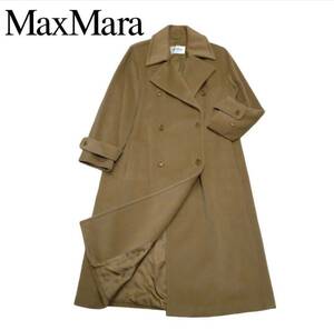 《最高級》大きいサイズMax Mara マックスマーラ白タグ カシミヤ混 ダブルブレスト ロングコート チェスターコート キャメル XL