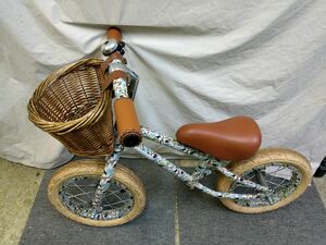 FG825【中古】BANWOOD バンウッド バランスバイク 12インチ 動物柄 ラタンかご付き 子ども用自転車 ストライダー ペダルなし