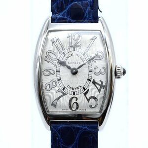 Franck Muller フランクミュラー　トノーカーベックス　1752QZREL　SS×革　QZ ホワイト文字盤　レディース腕時計