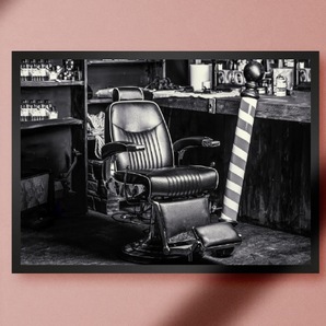 【A4額付き】バーバー 理容室 美容室 ヘアーサロン 床屋 ビンテーモノクロ写真 アメリカンレトロ 看板 雑貨 ポスター