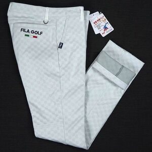 P605 新品 FILA GOLF フィラ ゴルフ 秋冬 高周波 キルト 3層ボンディング ストレッチ パンツ 裏起毛 Dカン 94 オフホワイト