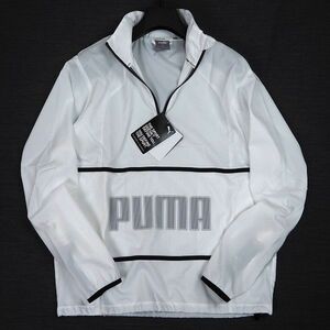 P540 新品 PUMA プーマ ビッグロゴ ハーフジップ ウーブン ジャケット ゴルフ L ホワイト