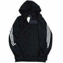 P521 新品 adidas アディダス 上下セット ジャージ フルジップ パーカー パンツ セットアップ ３ストライプス XL ブラック/ホワイト_画像3