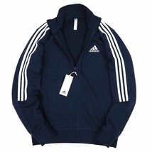 P598 新品 adidas アディダス 上下セット スウェット ジャージ フルジップ ジャケット パンツ セットアップ ３ストライプス XO ネイビー_画像2