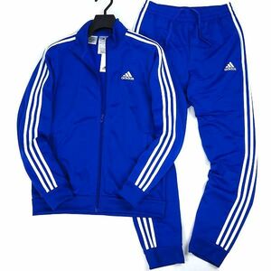 P660 新品 adidas アディダス 上下セット 裏起毛 ジャージ フルジップ ジャケット パンツ セットアップ ３ストライプス M ブルー