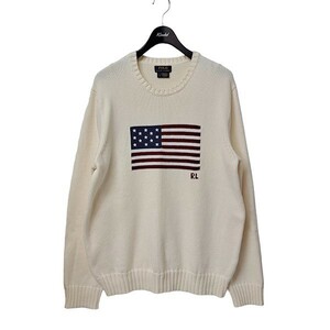 ポロラルフローレン POLO RALPH LAUREN　 星条旗コットンニットセーター　USA製クルーネックセーター 商品番号：8047000085707