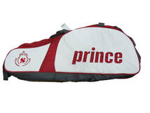 テニスラケットバッグ Prince プリンス ホワイト＆レッド 6本入 ナイロン 76×25×30cm _画像2