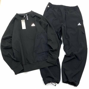 ○新品○adidas アディダス 厚手 ウォーム クルースウェット & ウーブンパンツ セット 上下 HP1385 HM2702 黒 L