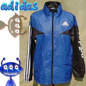 即決◆adidas◆鮮やかなファンタブルーjk◆メンズのSぐらい？◆古着