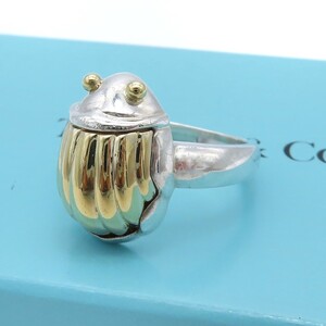 высшее редкий прекрасный товар Tiffany&Co. Vintage Tiffany ska labe желтое золото серебряный комбинированный кольцо 10.5 номер кольцо 750 K18 SV925 HH216