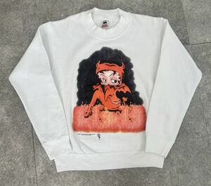 激レア 希少 美品 BETTY DEVIL 90s vintage スウェット トレーナー 14-16 レディース サイズ ホワイト ベティ fruit of the loom USA製