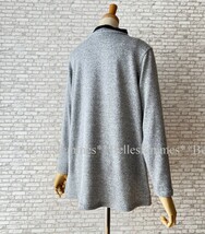 ★Belles*★送料185円★新品M～L*軽くてラクな着心地*ボーダーカラーブロック切替*デイリーニットチュニック*58671*ライトグレー_画像7