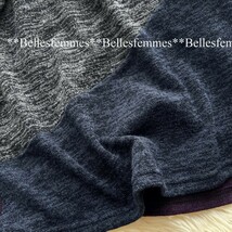 ★Belles*★送料185円★新品M～L*軽くてラクな着心地*カラーブロック切替*デイリーニットチュニック*58673パープル*_画像7