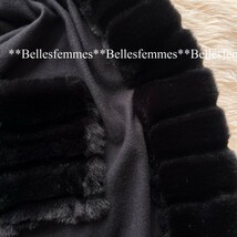 ★Belles*★肩掛けするだけで雰囲気美人*ポケット付フェイクファーフリンジストール*お洒落マダムショール*マフラー220黒*カシミアタッチ_画像5