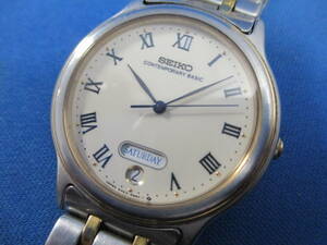 稼働品 セイコー SEIKO CONTEMPORARY BASIC クォーツ 3針 デイデイト 5H23-6B90 メンズ腕時計 「＃522」