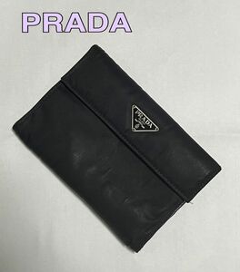 PRADA プラダ 三つ折り財布 ブラック ナイロン サフィアーノ 